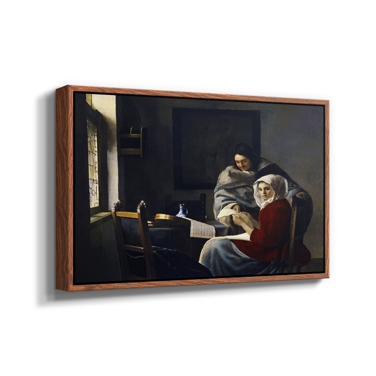 Girl Interrupted at Her Music, c. 1658-1659 - Floater Framed Canvas Print