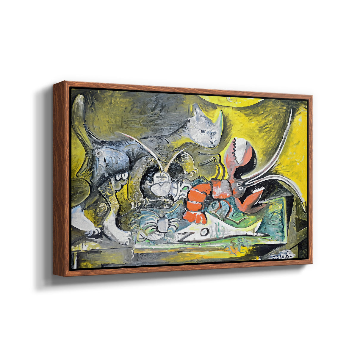 Still Life with Cat and Lobster, 1962 - Floater Framed Canvas Print