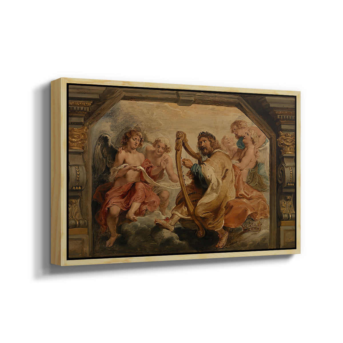 King David Playing the Harp, c. 1627-1628 - Floater Framed Canvas Print