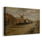Canvas art print featuring a rustic scene with mill structure and surrounding terrain, displayed at an angle