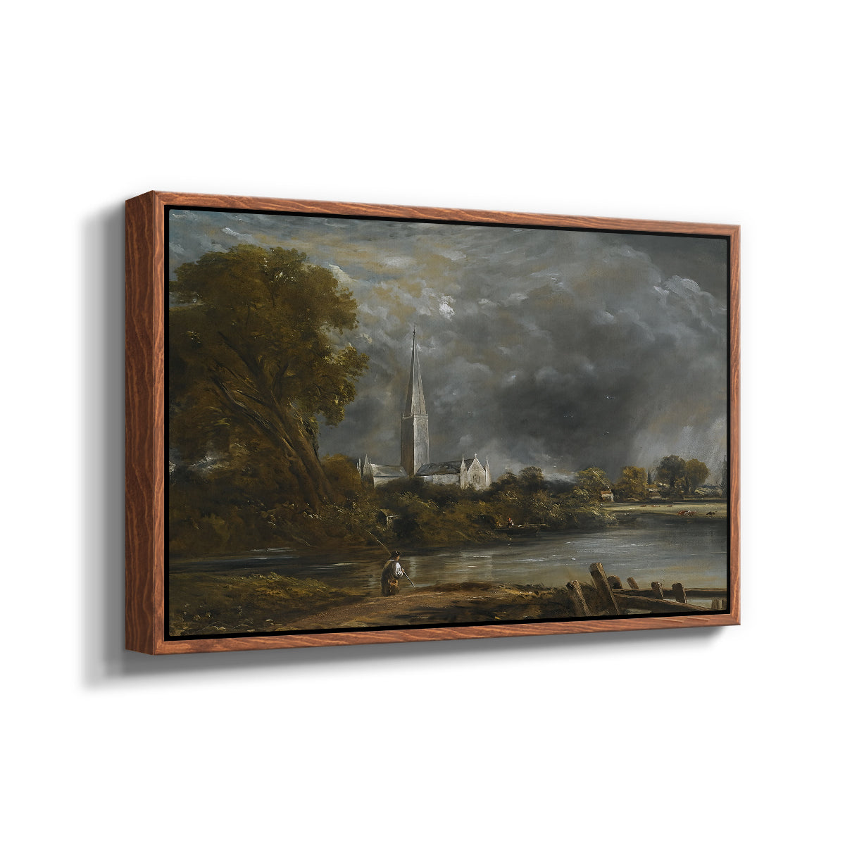 Salisbury Cathedral from the Meadows, c. 1831 - Floater Framed Canvas Print
