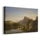 Canvas art print featuring a romantic scene with people enjoying nature in bright setting, displayed at an angle
