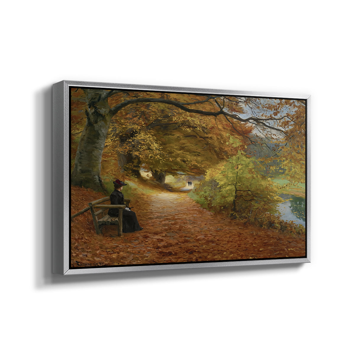A Wooded Path in Autumn, 1902 - Floater Framed Canvas Print