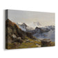 Canvas art print featuring a mountain summit seen from elevated viewpoint with surrounding landscape, displayed at an angle