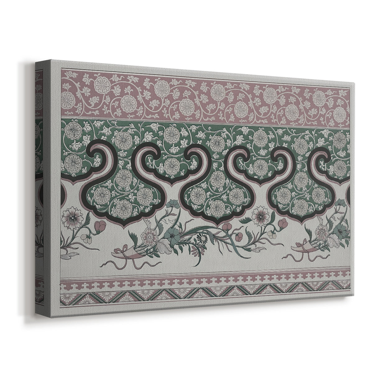 Canvas art print featuring an ornamental design with continuous flowing motif across surface, displayed at an angle