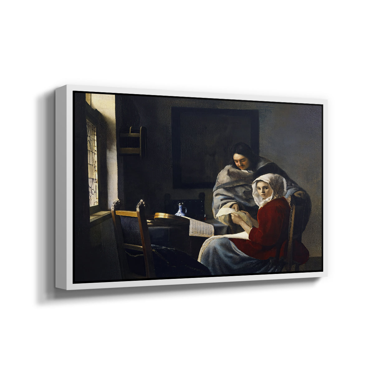 Girl Interrupted at Her Music, c. 1658-1659 - Floater Framed Canvas Print