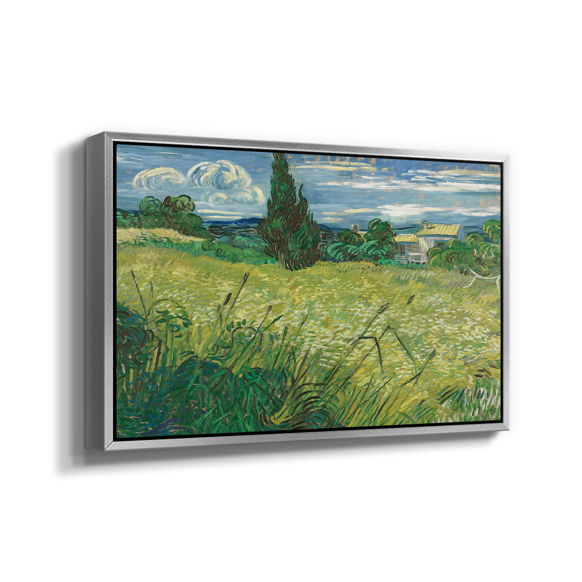 Green Wheat Field with Cypress, 1889 - Floater Framed Canvas Print