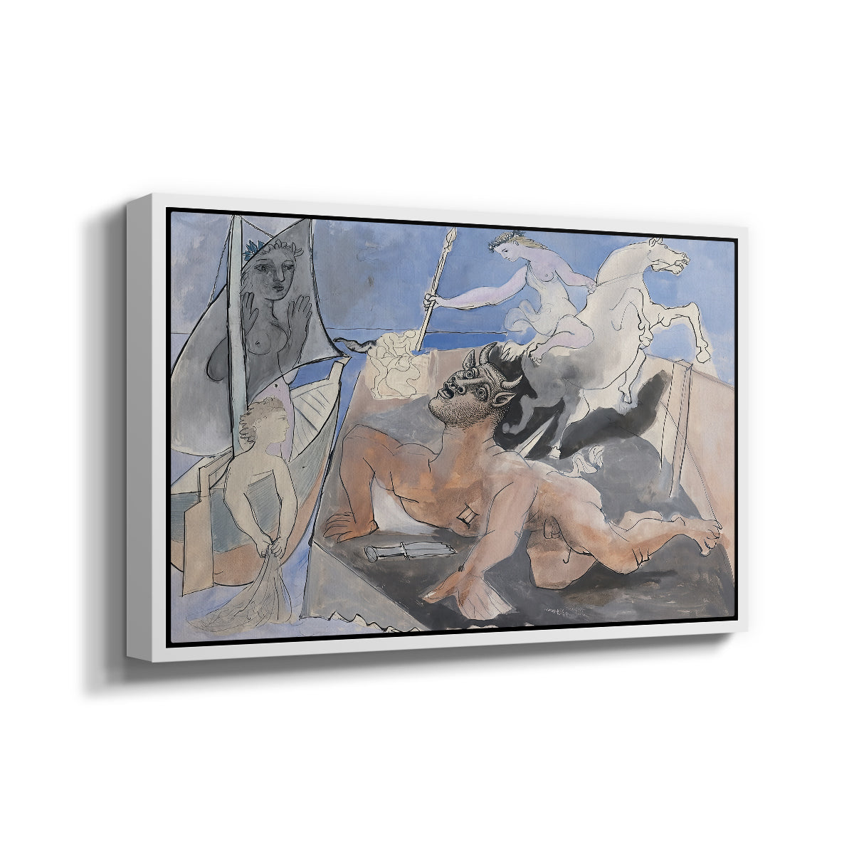 Composition with Minotaur, 1936 - Floater Framed Canvas Print