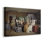 Canvas art print featuring an indoor scene showing caregiving and conversation among figures, displayed at an angle