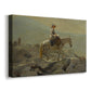 Canvas art print featuring a landscape scene with figure traveling along ridge, displayed at an angle