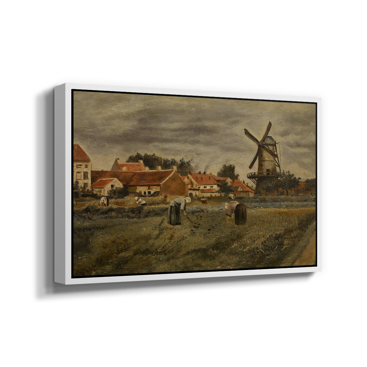 The Potato Harvest, c. 1875 - Floater Framed Canvas Print