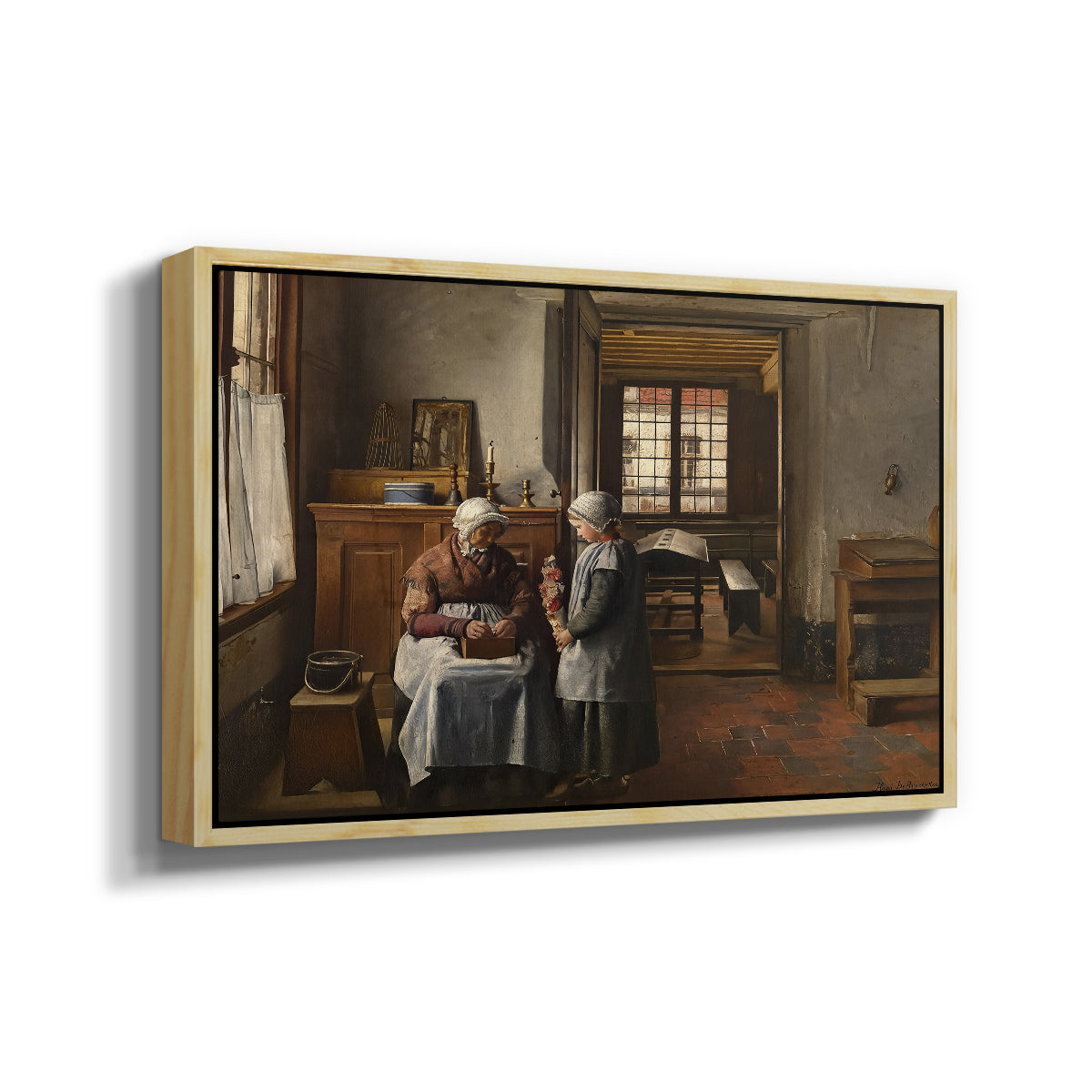 Grandmother's Feast, 1873 - Floater Framed Canvas Print