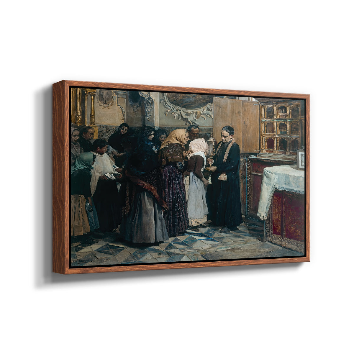 Kissing the Relic, 1893 - Floater Framed Canvas Print
