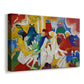 Canvas art print featuring an expressive scene with vibrant tones and loosely defined forms, displayed at an angle