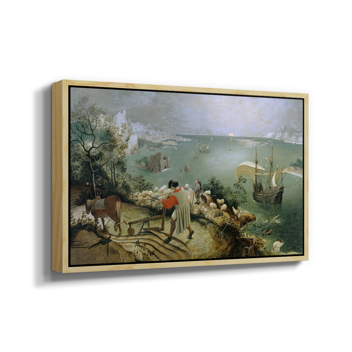 Landscape with the Fall of Icarus, c. 1560 - Floater Framed Canvas Print