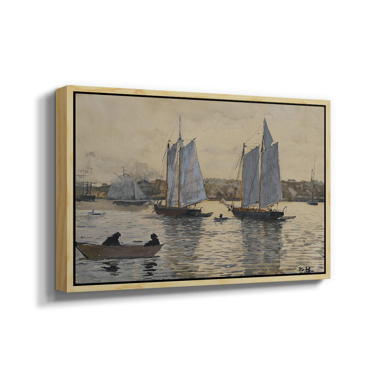 Two Schooners, Gloucester, c. 1880 - Floater Framed Canvas Print