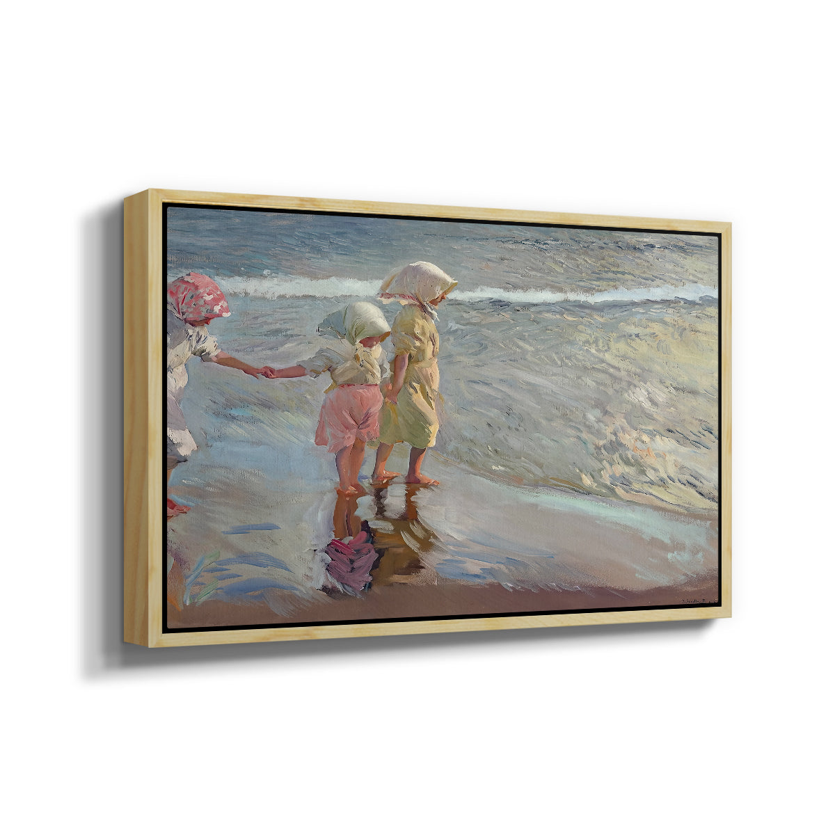 The Three Sisters on the Beach, 1908 - Floater Framed Canvas Print