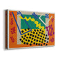 Canvas art print featuring a modernist collage with layered curved forms and rhythmic pattern, displayed at an angle