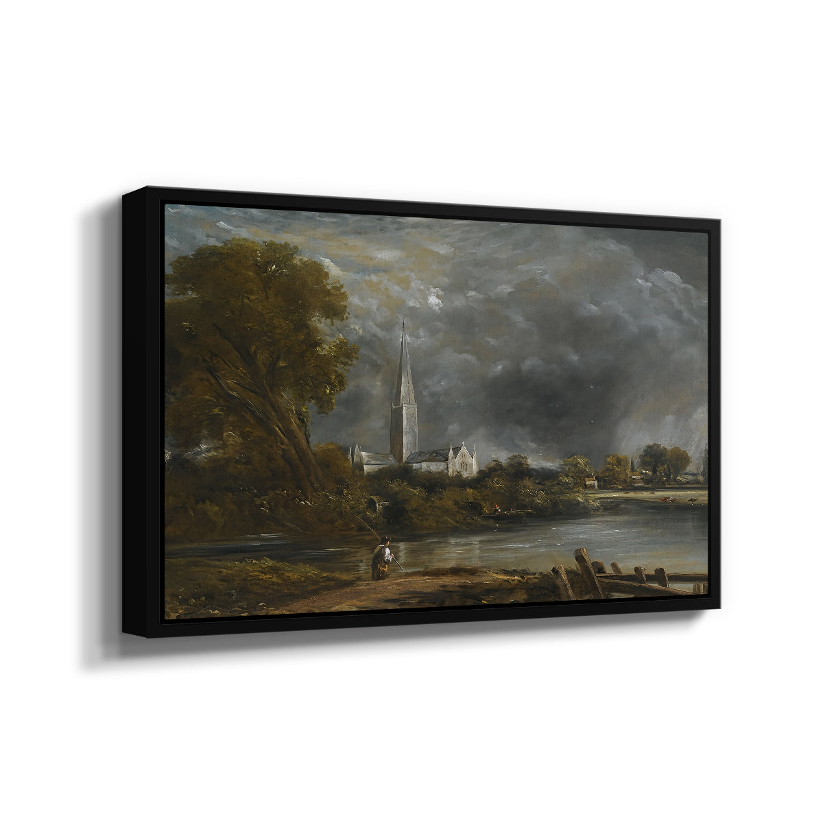Salisbury Cathedral from the Meadows, c. 1831 - Floater Framed Canvas Print