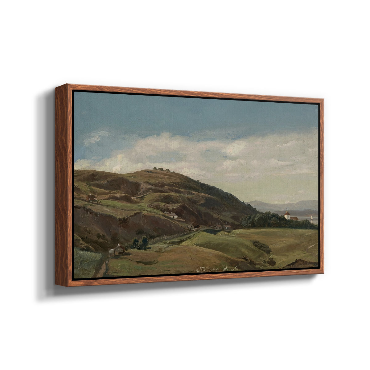 Ekeberg and Oslo Church, 1852 - Floater Framed Canvas Print