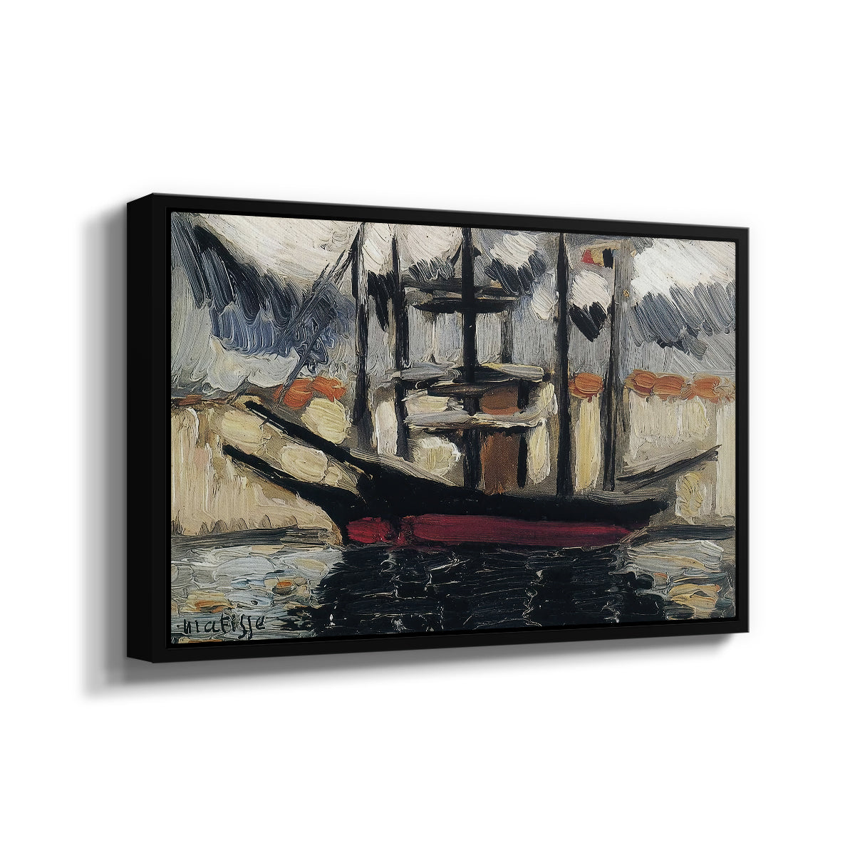 Two Boats Side by Side, Port of Marseilles, c. 1916 - Floater Framed Canvas Print