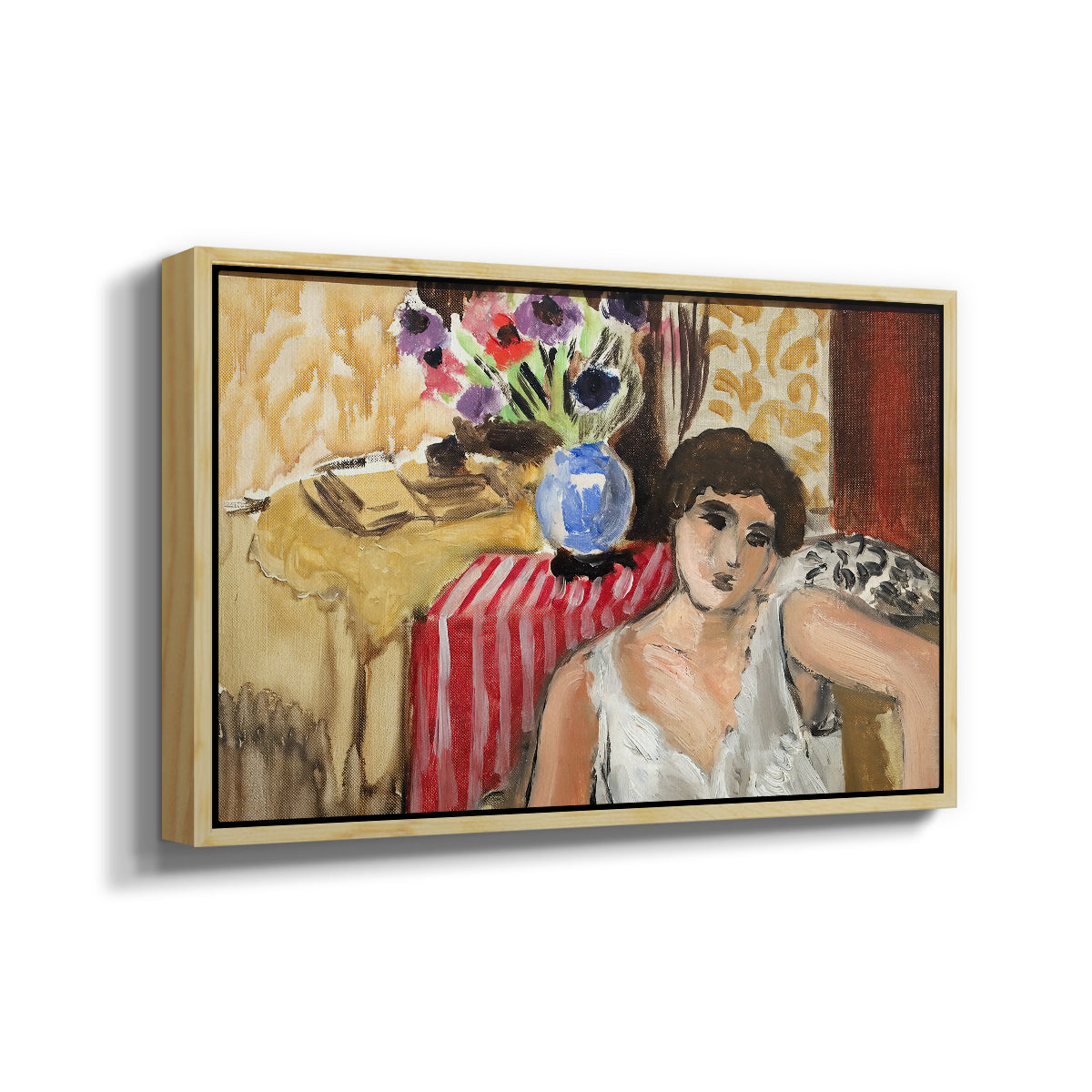 Woman Seated in an Armchair, c. 1920 - Floater Framed Canvas Print