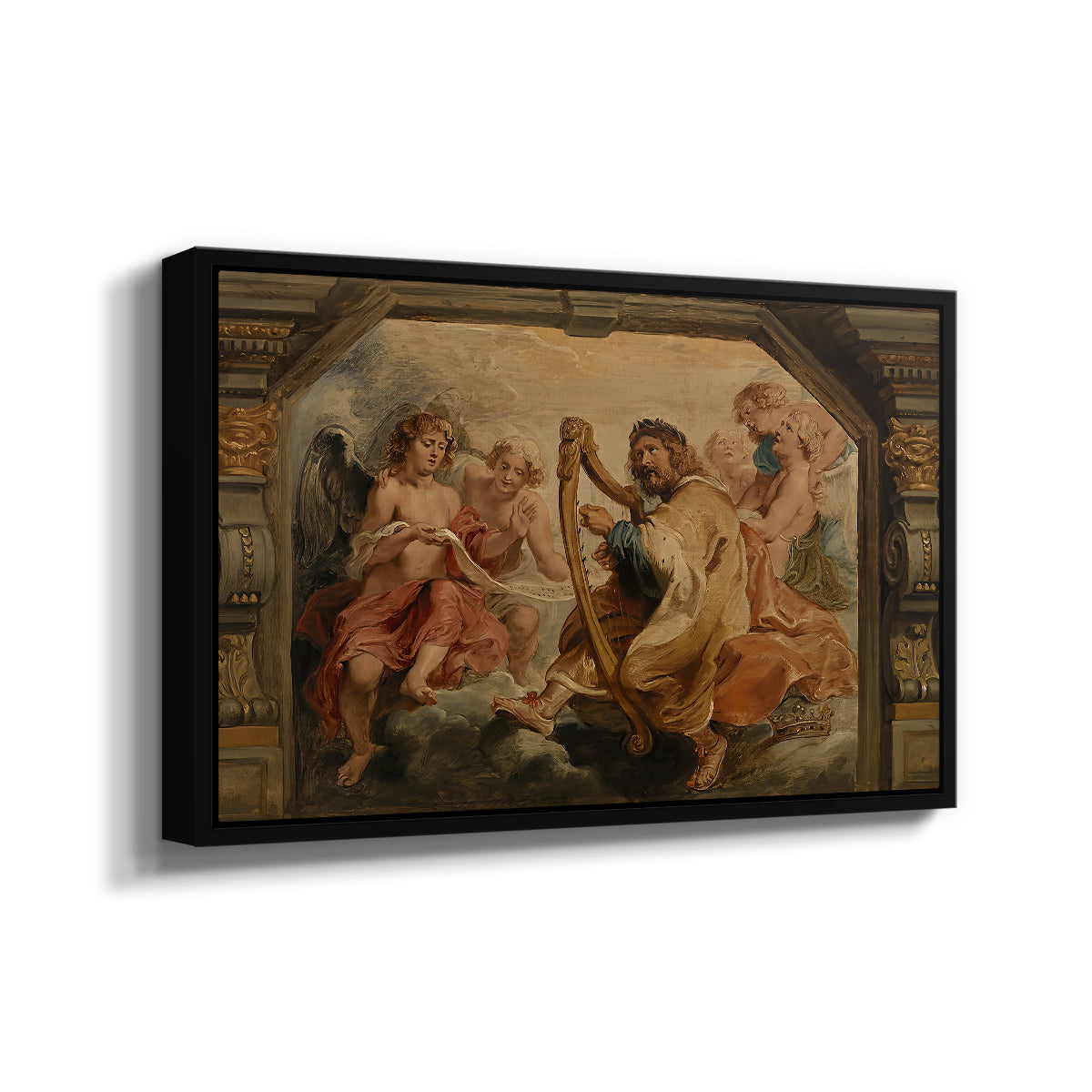 King David Playing the Harp, c. 1627-1628 - Floater Framed Canvas Print