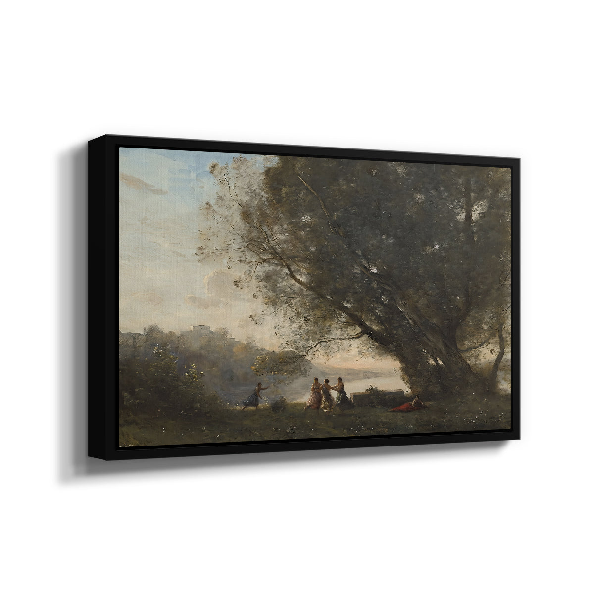 Dance Under the Trees at the Edge of the Lake, c. 1865-1870 - Floater Framed Canvas Print