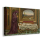 Canvas art print featuring a symbolic portrait of wandering figure in quiet architectural setting, displayed at an angle