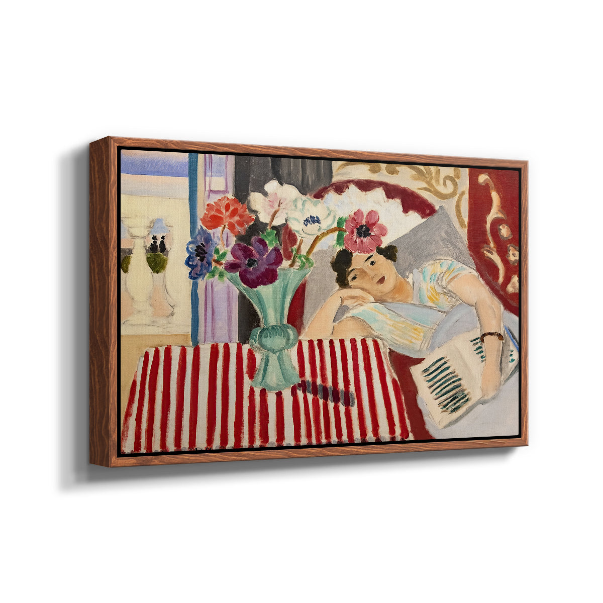Woman with Anemones (Femme et anémones), c. 1920-1921 - Floater Framed Canvas Print