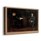 Canvas art print featuring a narrative scene depicting judgment, displayed at an angle