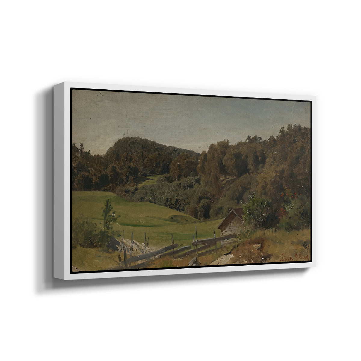 Landscape at Ljan, 1858 - Floater Framed Canvas Print