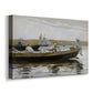 Canvas art print featuring an intimate scene with figures resting inside narrow vessel, displayed at an angle