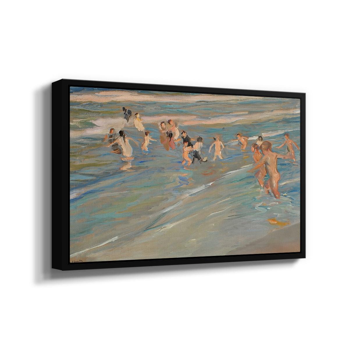 Children Playing on the Beach in Valencia, c. 1908 - Floater Framed Canvas Print