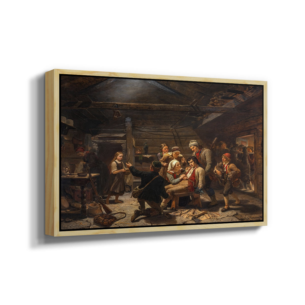 The Return of the Bear Hunter, 1856 - Floater Framed Canvas Print