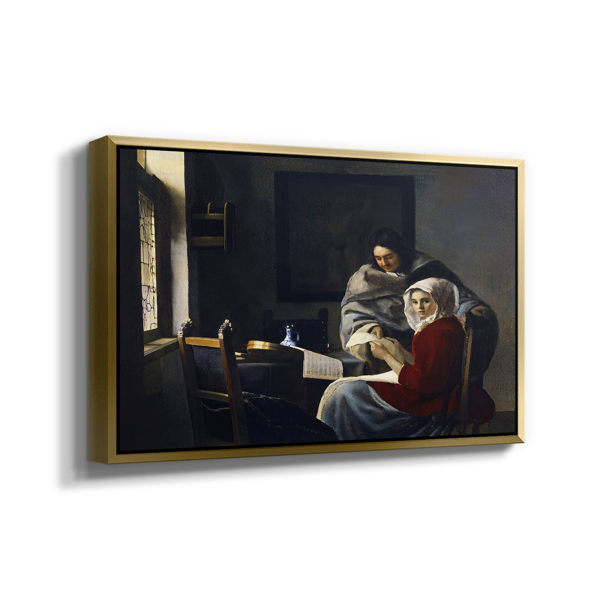 Girl Interrupted at Her Music, c. 1658-1659 - Floater Framed Canvas Print