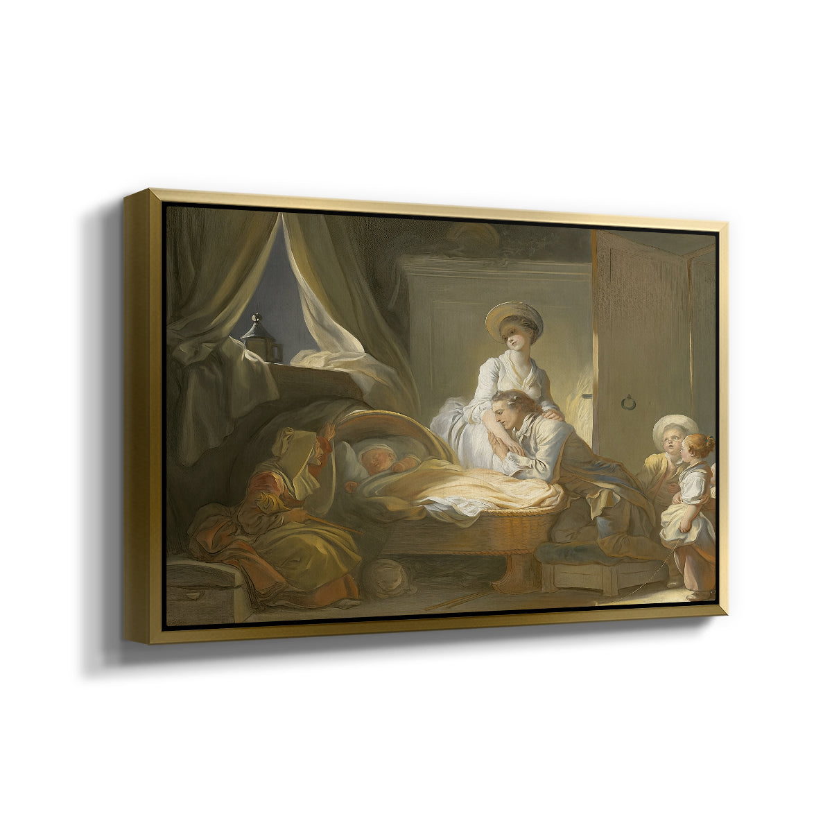 The Visit to the Nursery, c. 1775 - Floater Framed Canvas Print