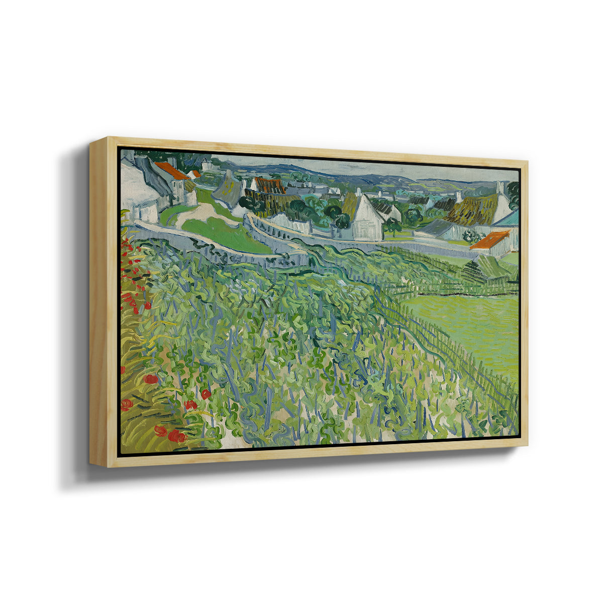 Vineyards at Auvers, 1890 - Floater Framed Canvas Print