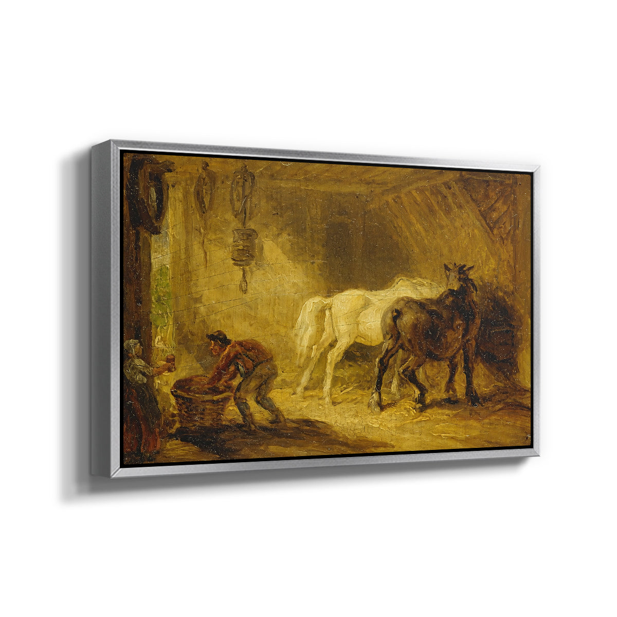 Heath Ewe and Lambs, 1810 - Floater Framed Canvas Print