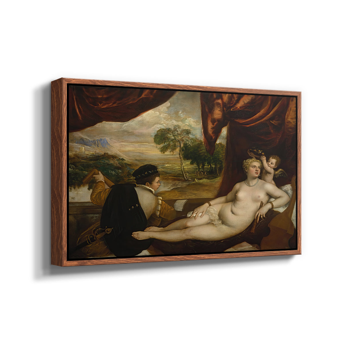 Venus and the Lute Player, c. 1565-1570 - Floater Framed Canvas Print
