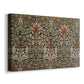 Canvas art print featuring a decorative textile with stylized flowers arranged in vertical rhythm, displayed at an angle