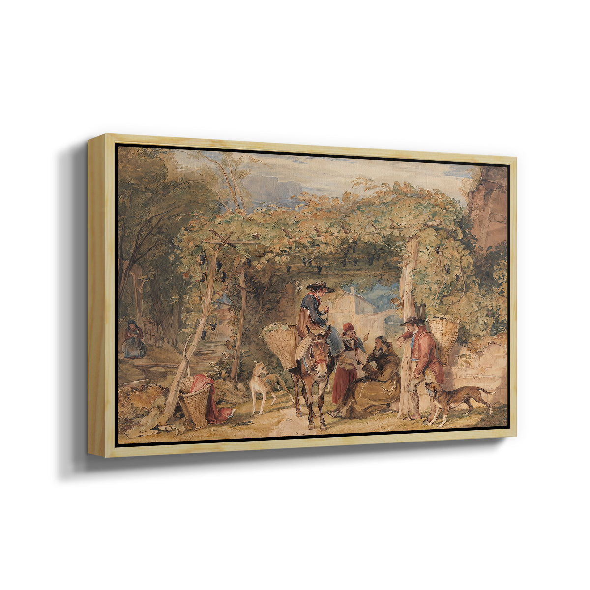 Figures and Animals in a Vineyard, c. 1829 - Floater Framed Canvas Print