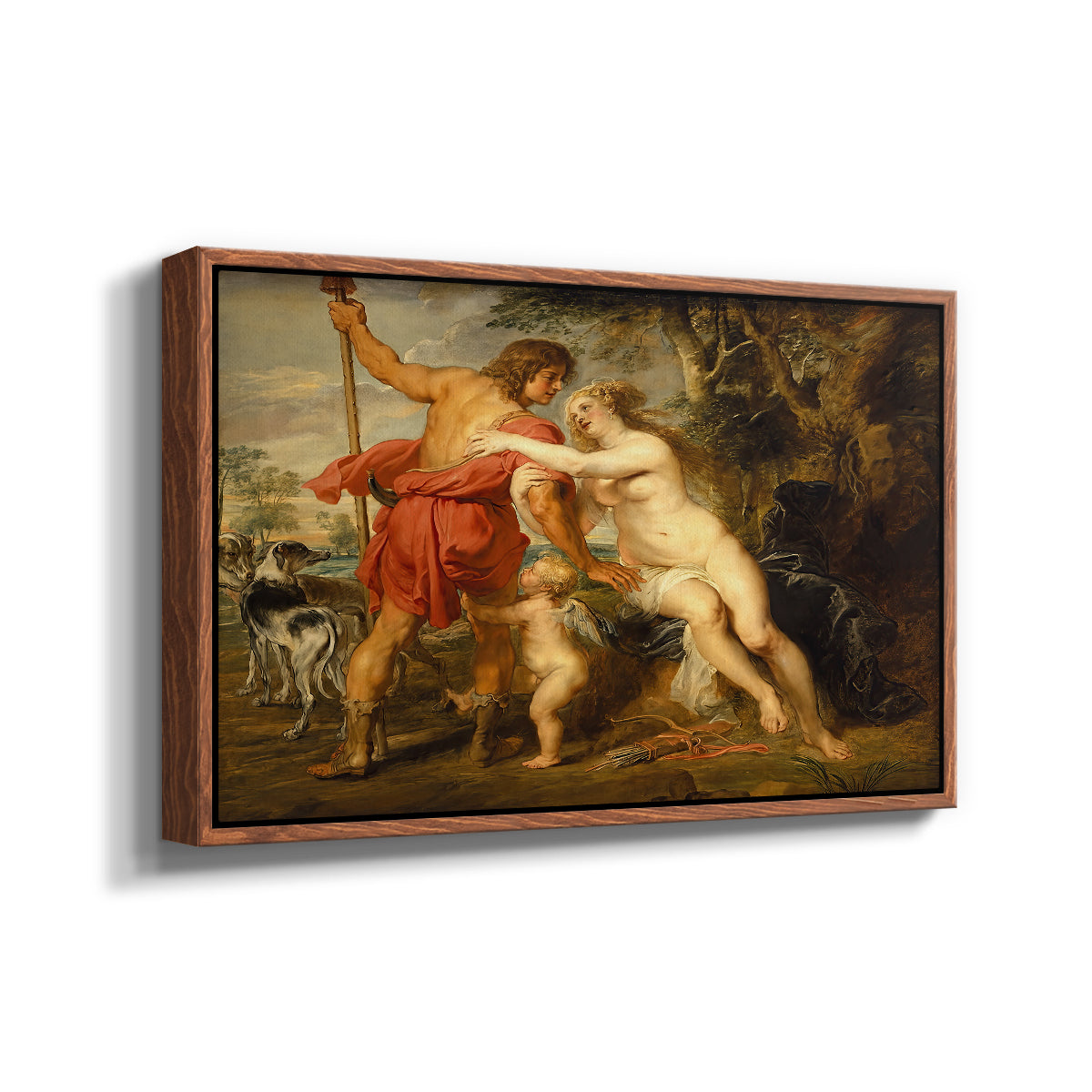 Venus and Adonis, c. 1635 - Floater Framed Canvas Print