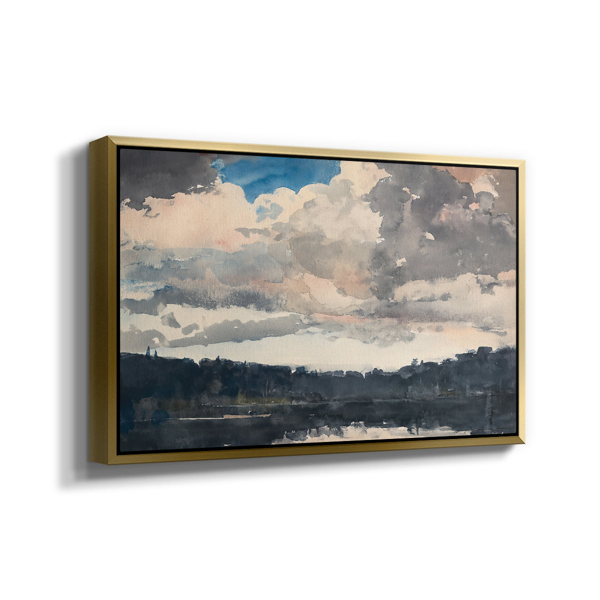 The Lone Boat, North Woods Club, Adirondacks, 1892 - Floater Framed Canvas Print