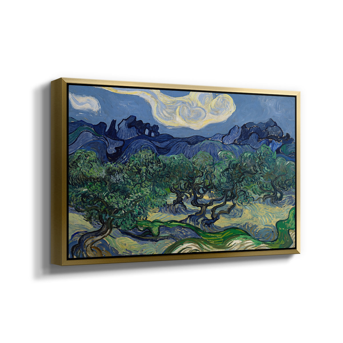 Olive Trees with the Alpilles in the Background, 1889 - Floater Framed Canvas Print