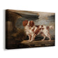 Canvas art print featuring a detailed animal portrait of dog in natural setting, displayed at an angle