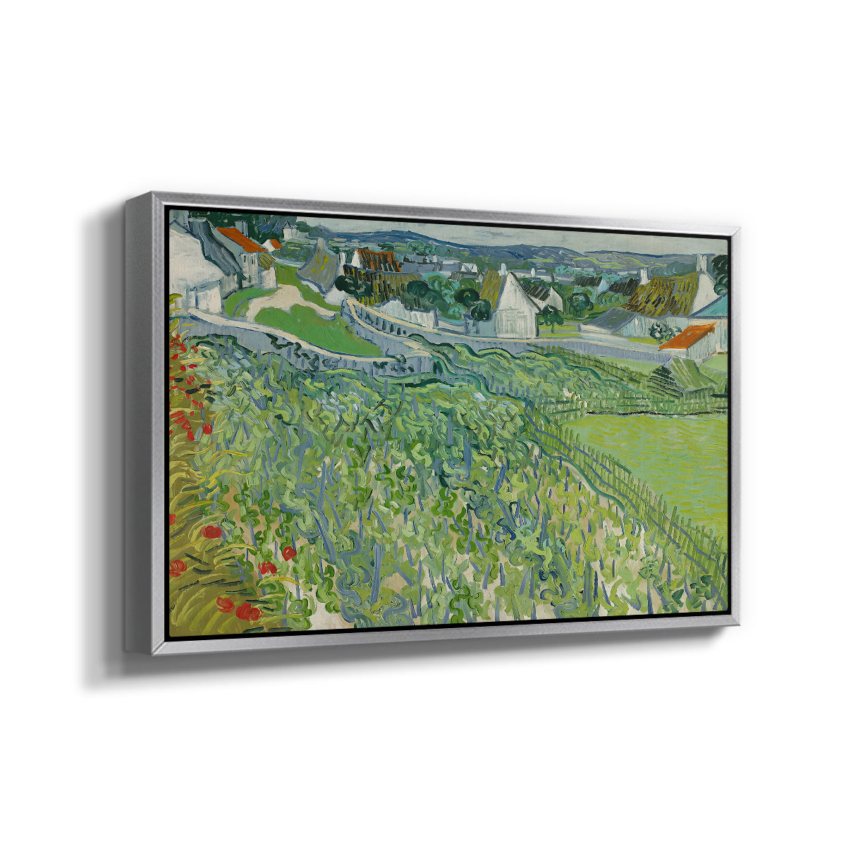 Vineyards at Auvers, 1890 - Floater Framed Canvas Print