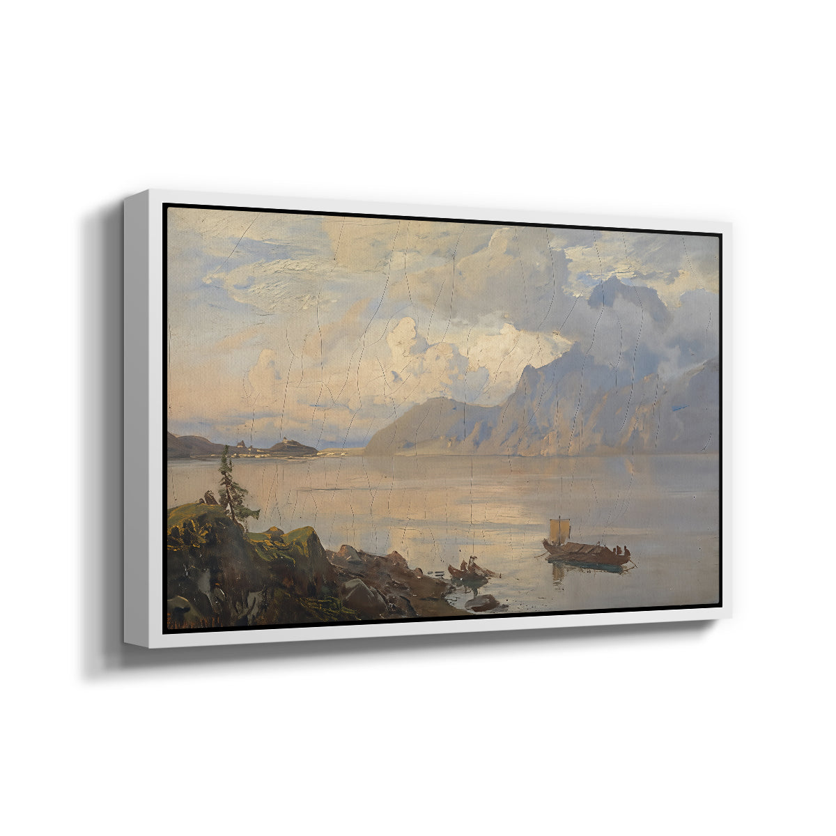 Traunsee, 1871 - Floater Framed Canvas Print
