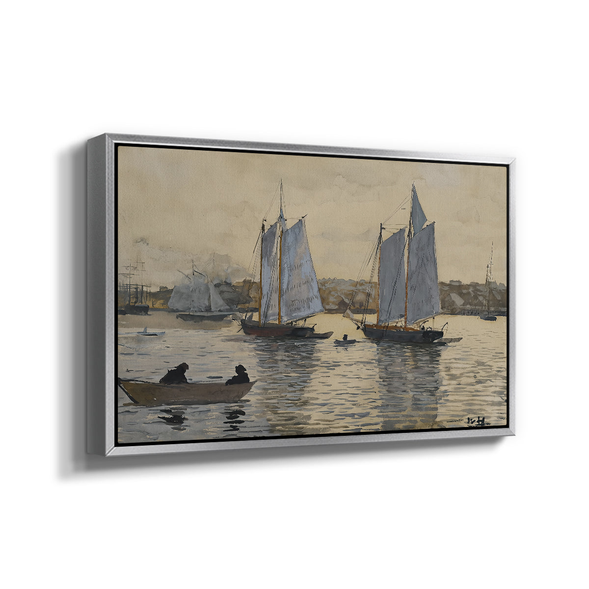 Two Schooners, Gloucester, c. 1880 - Floater Framed Canvas Print