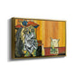 Woman Yelling at a Cat Meme (Picasso Parody) - Floater Framed Canvas Print
